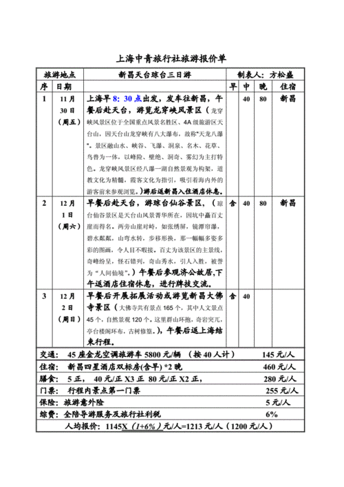 青旅旅行社报价-青旅旅行社报价表